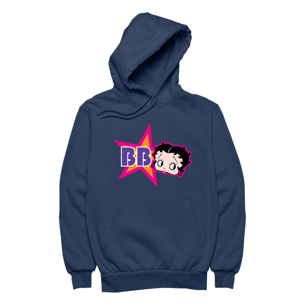 Betty Boop Hot Pink Outside Star Men's Hooded Sweatshirt