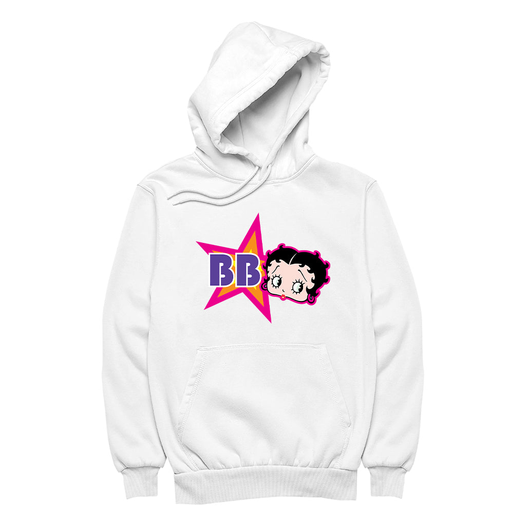 Betty Boop Hot Pink Outside Star Men's Hooded Sweatshirt