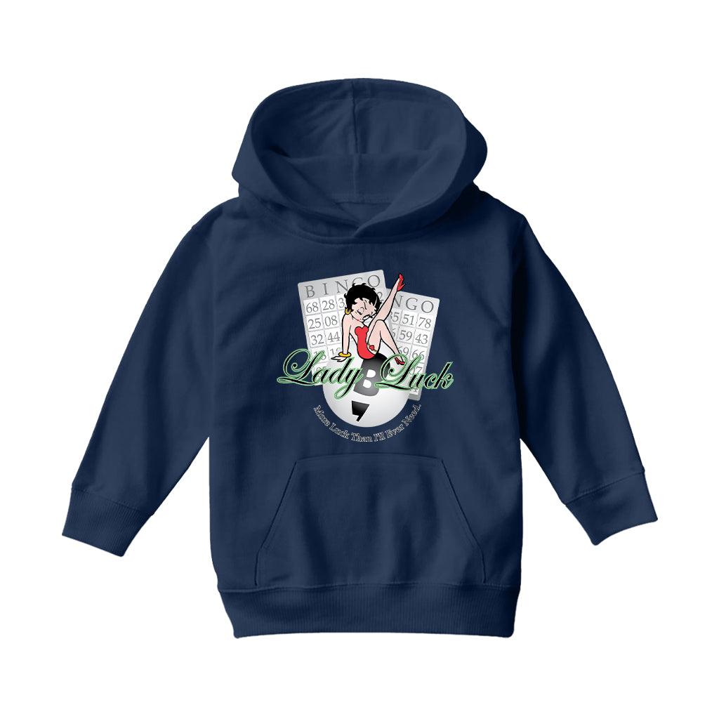 Betty Boop More Luck Than I'll Ever Need Kids Hooded Sweatshirt