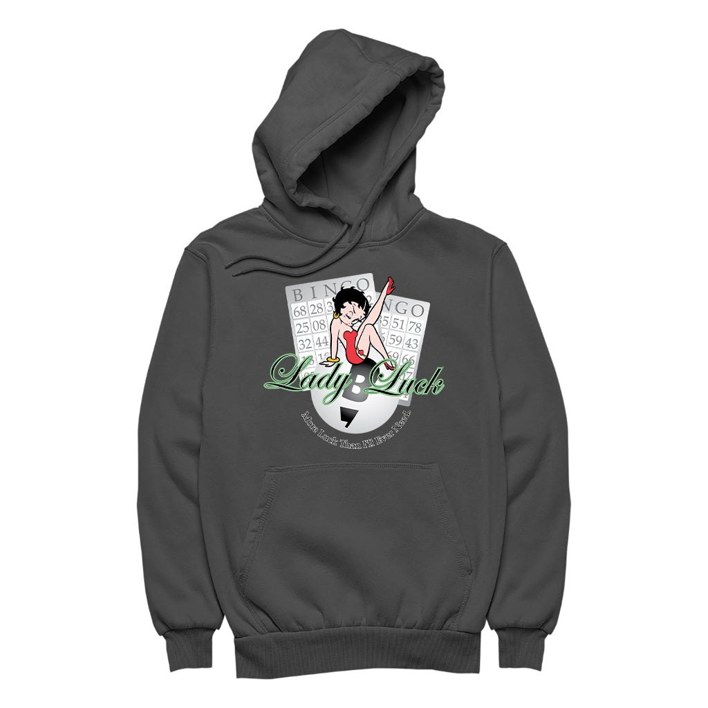Betty Boop More Luck Than I'll Ever Need Men's Hooded Sweatshirt