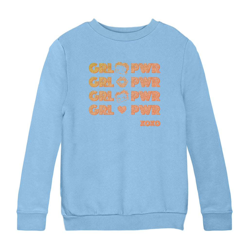 Betty Boop GRL PWR XOXO Kids Sweatshirt