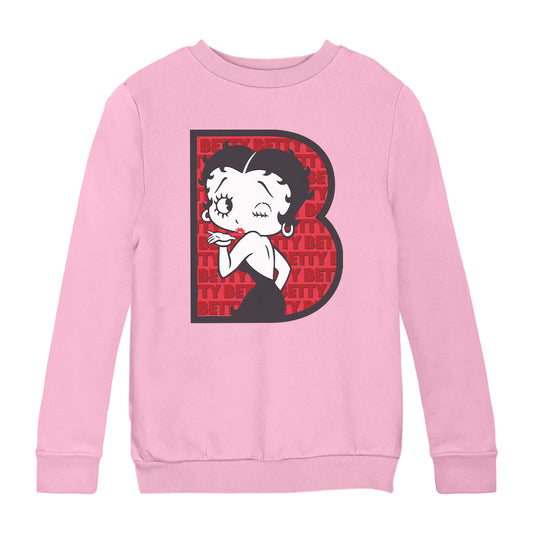 Betty Boop B Letter with Wink Kids Sweatshirt