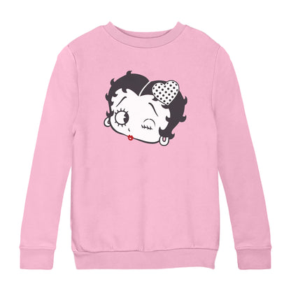 Betty Boop Dot Heart Wink Kids Sweatshirt