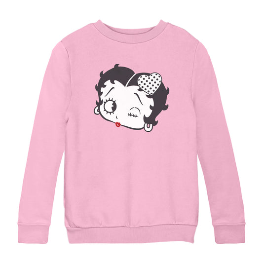 Betty Boop Dot Heart Wink Kids Sweatshirt