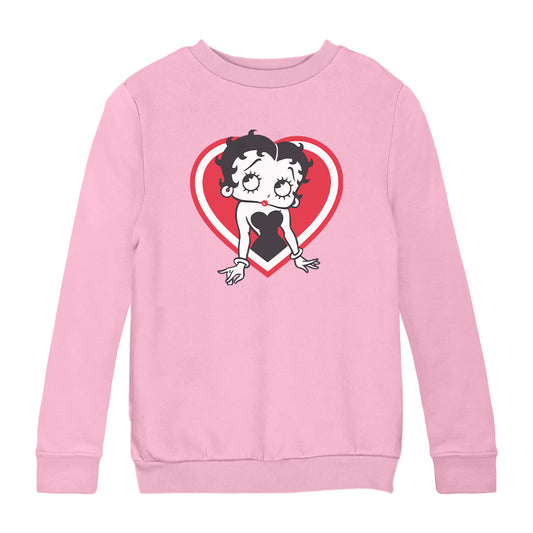 Betty Boop Red and White Heart Pose Kids Sweatshirt