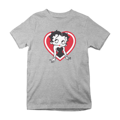 Betty Boop Red and White Heart Pose Kids T-Shirt