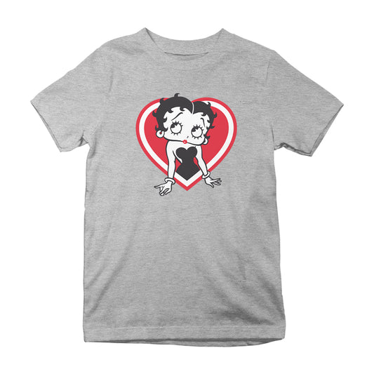 Betty Boop Red and White Heart Pose Kids T-Shirt