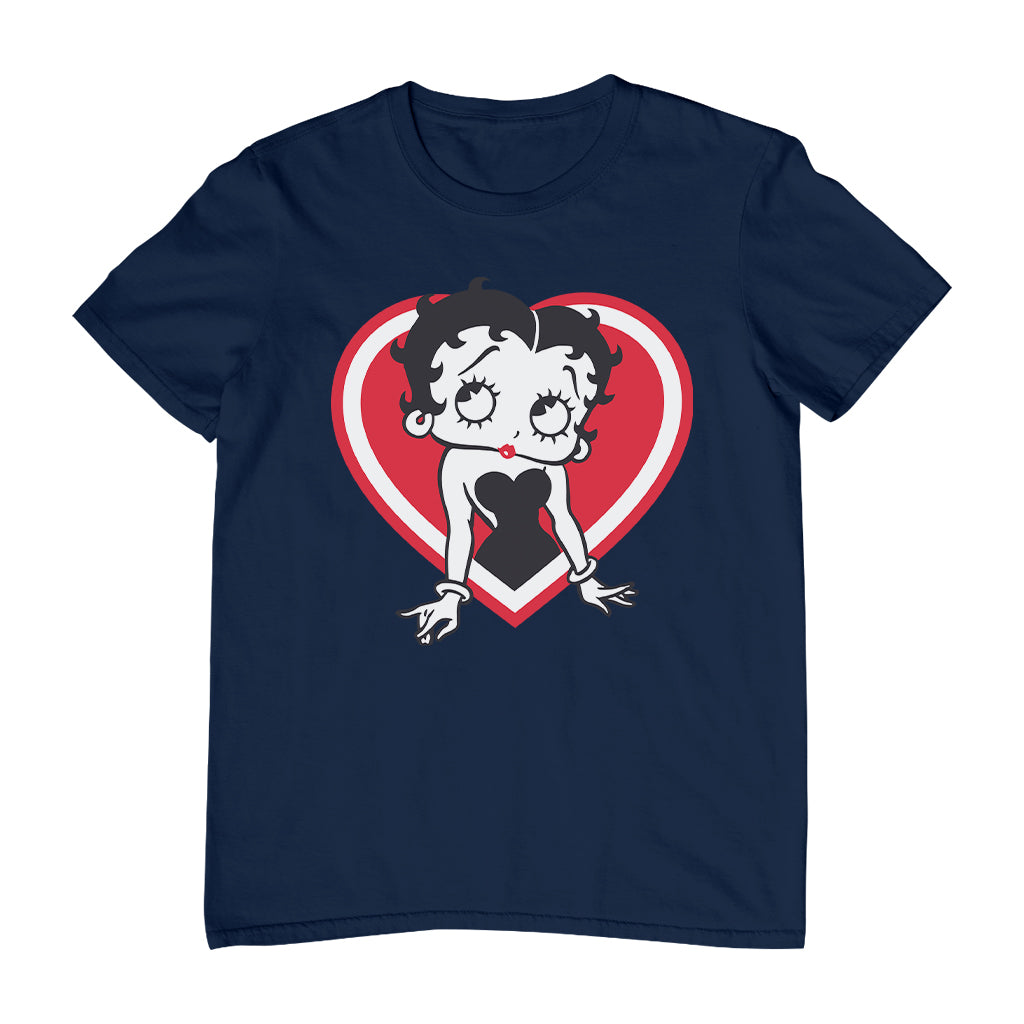 Betty Boop Red and White Heart Pose Men's T-Shirt
