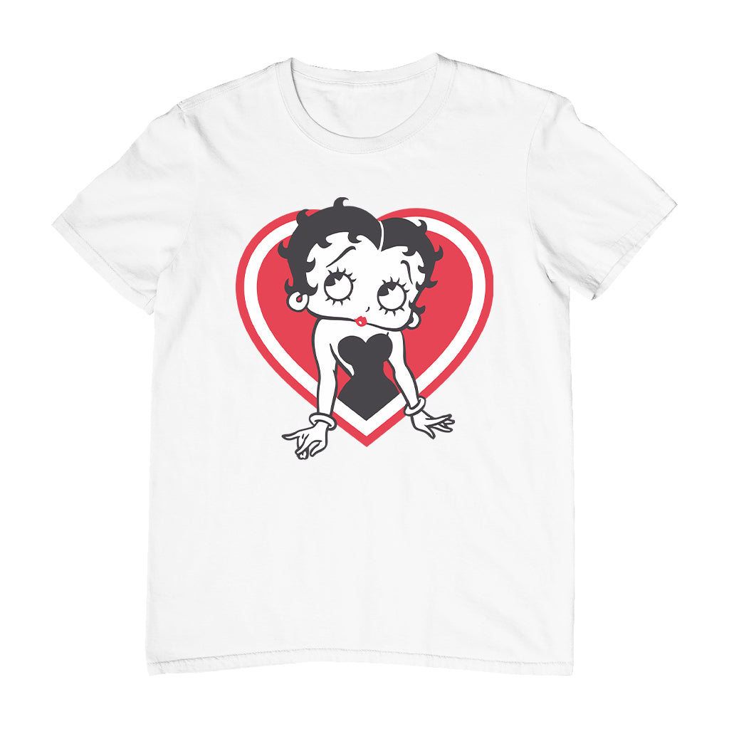 Betty Boop Red and White Heart Pose Men's T-Shirt