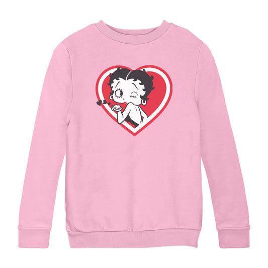 Betty Boop Heart Blowing Kiss Pose Kids Sweatshirt