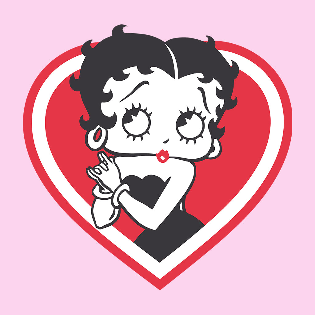 Betty Boop Red and White Heart Cute Hands Women's Hooded Sweatshirt