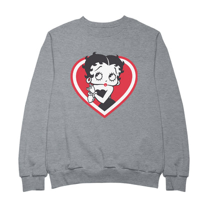 Betty Boop Red and White Heart Cute Hands Men's Sweatshirt