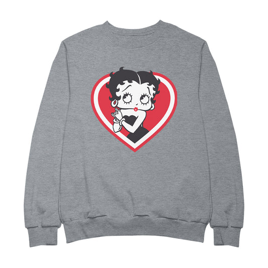 Betty Boop Red and White Heart Cute Hands Men's Sweatshirt