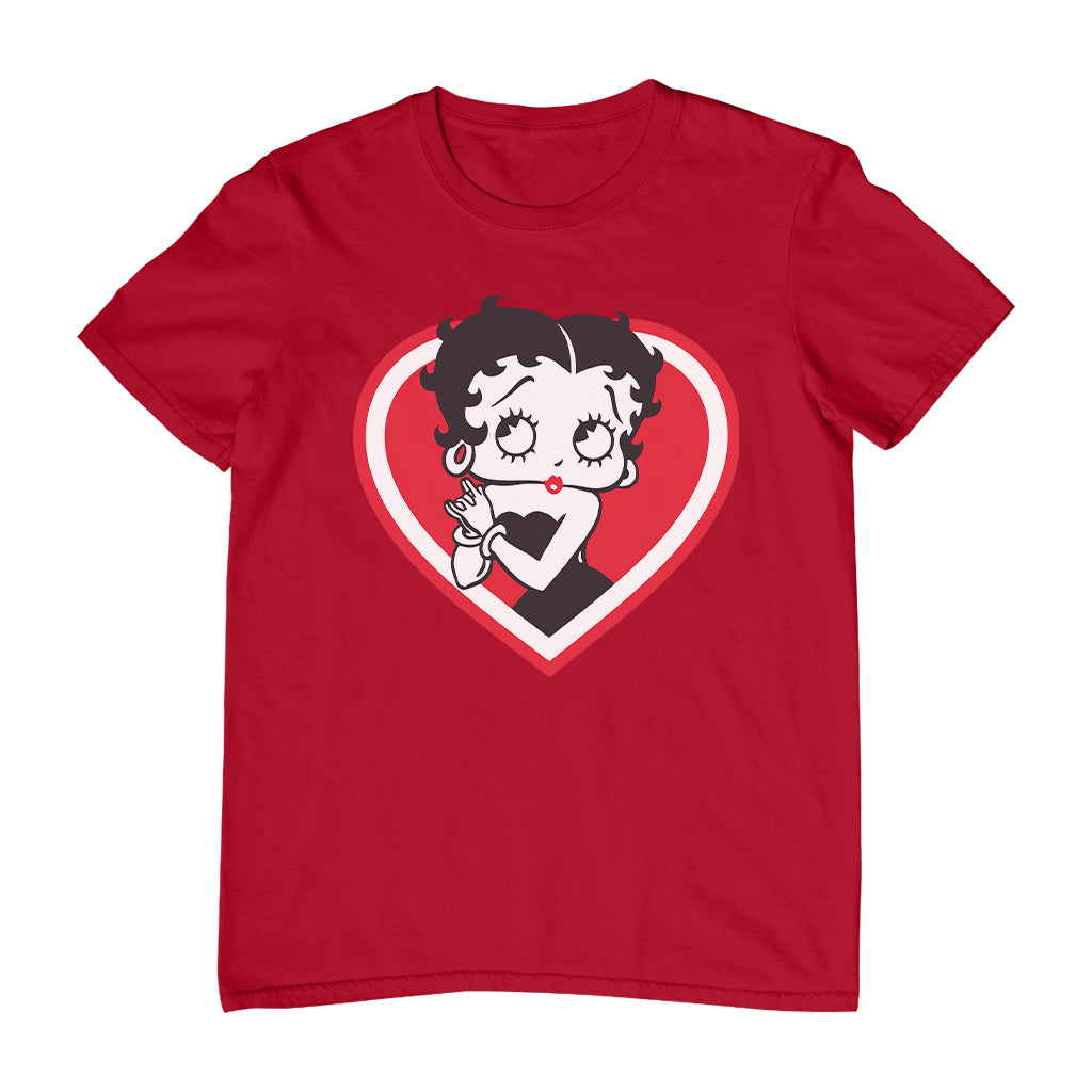 Betty Boop Red and White Heart Cute Hands Men's T-Shirt
