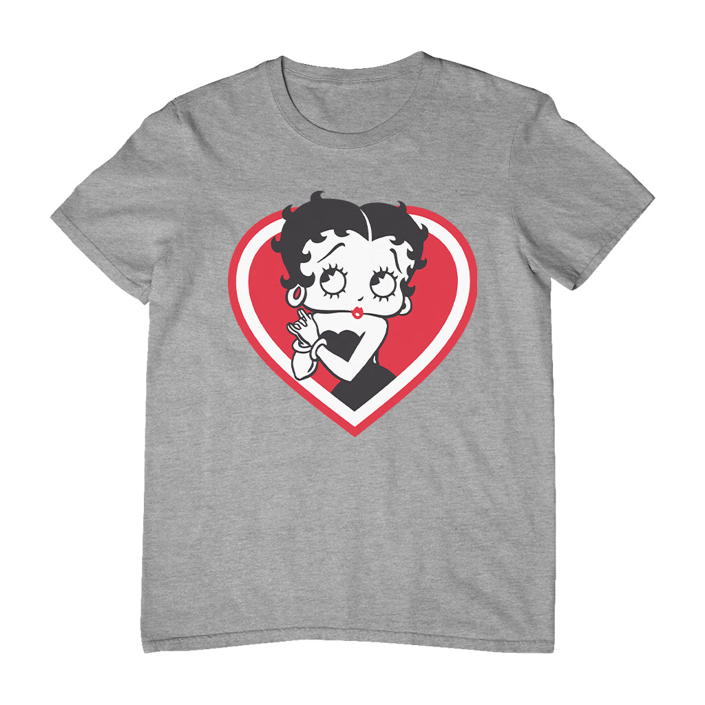 Betty Boop Red and White Heart Cute Hands Men's T-Shirt