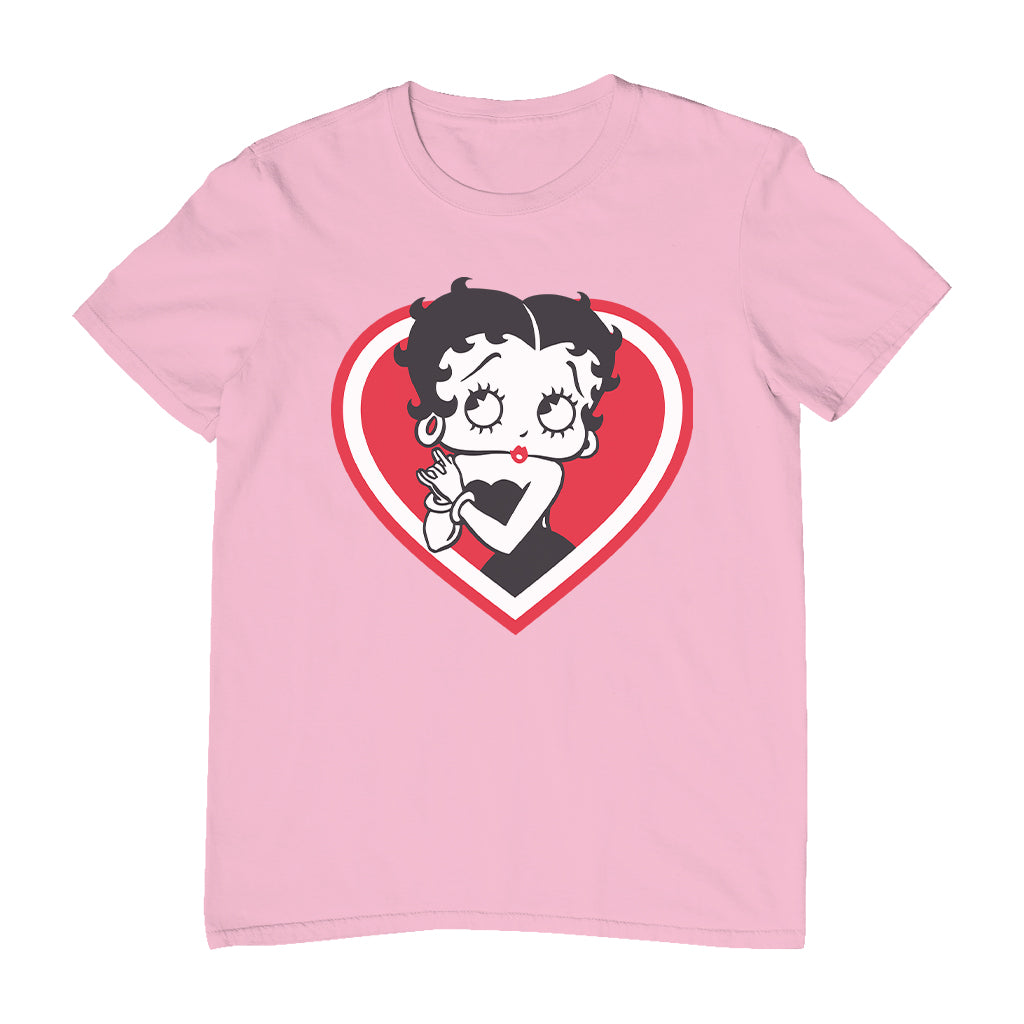 Betty Boop Red and White Heart Cute Hands Men's T-Shirt