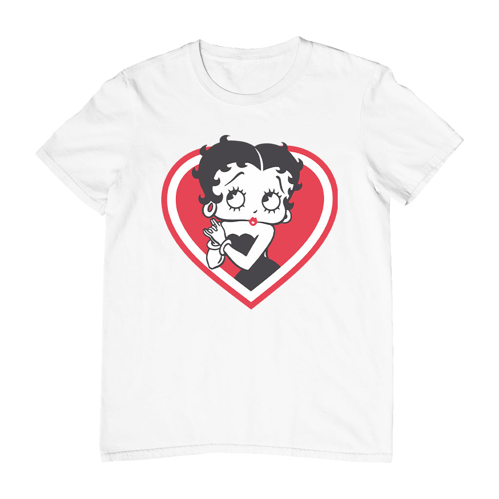 Betty Boop Red and White Heart Cute Hands Men's T-Shirt