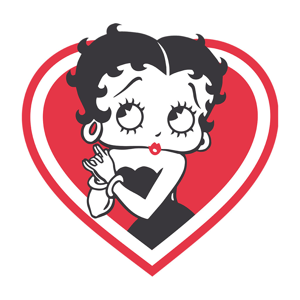 Betty Boop Red and White Heart Cute Hands Women's Hooded Sweatshirt