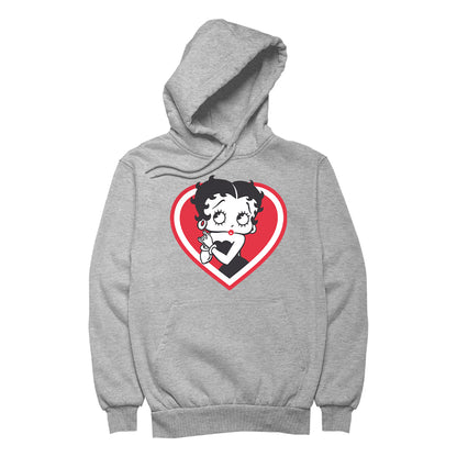 Betty Boop Red and White Heart Cute Hands Women's Hooded Sweatshirt