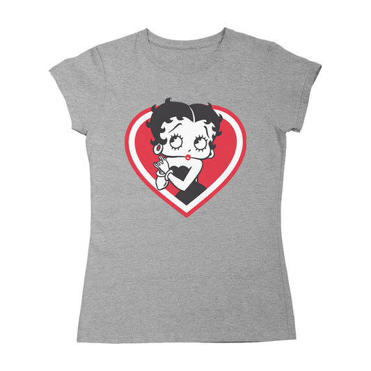 Betty Boop Red and White Heart Cute Hands Women's T-Shirt