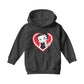 Betty Boop White and Red Heart Cute Thinking Pose Kids Hooded Sweatshirt