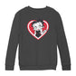 Betty Boop White and Red Heart Cute Thinking Pose Kids Sweatshirt