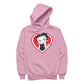 Betty Boop White and Red Heart Cute Thinking Pose Men's Hooded Sweatshirt
