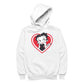 Betty Boop White and Red Heart Cute Thinking Pose Men's Hooded Sweatshirt