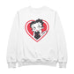 Betty Boop White and Red Heart Cute Thinking Pose Men's Sweatshirt