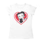Betty Boop White and Red Heart Cute Thinking Pose Women's T-Shirt