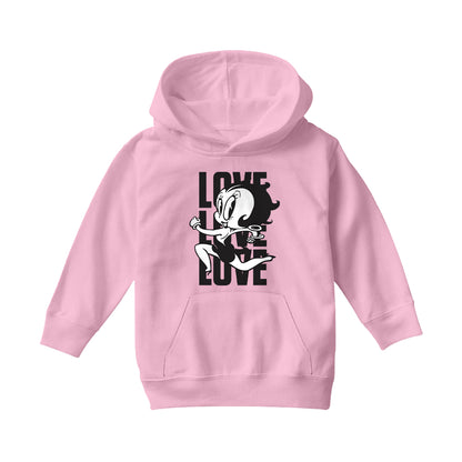 Betty Boop Running Love Love Love Kids Hooded Sweatshirt