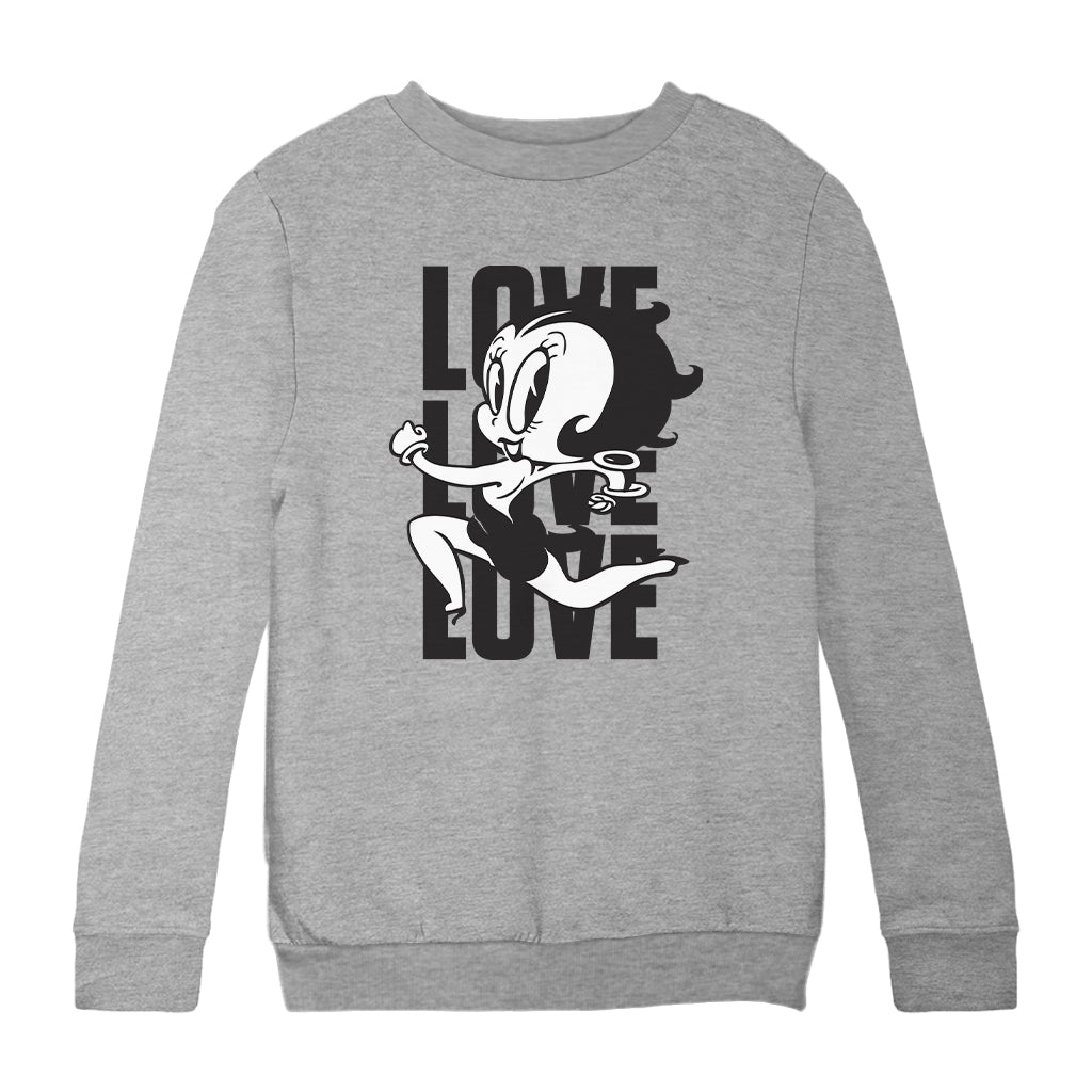 Betty Boop Running Love Love Love Kids Sweatshirt
