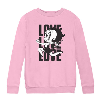 Betty Boop Running Love Love Love Kids Sweatshirt