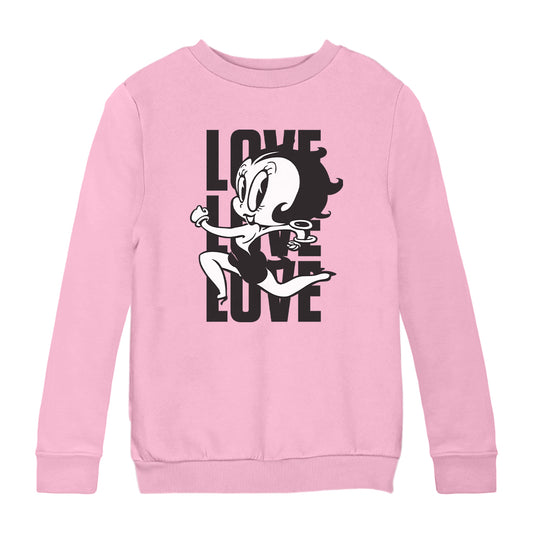 Betty Boop Running Love Love Love Kids Sweatshirt