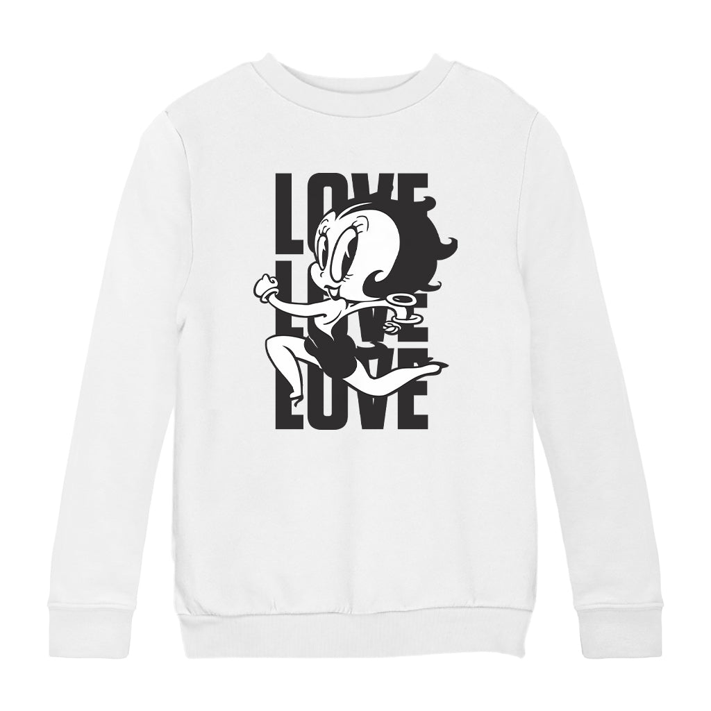 Betty Boop Running Love Love Love Kids Sweatshirt
