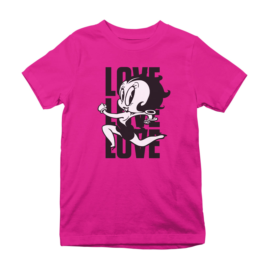 Betty Boop Running Love Love Love Kids T-Shirt