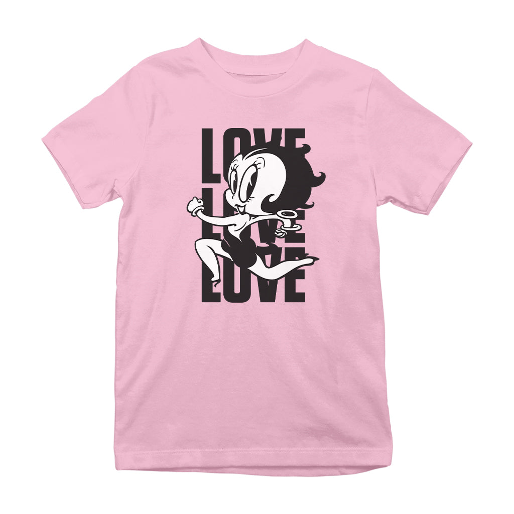 Betty Boop Running Love Love Love Kids T-Shirt