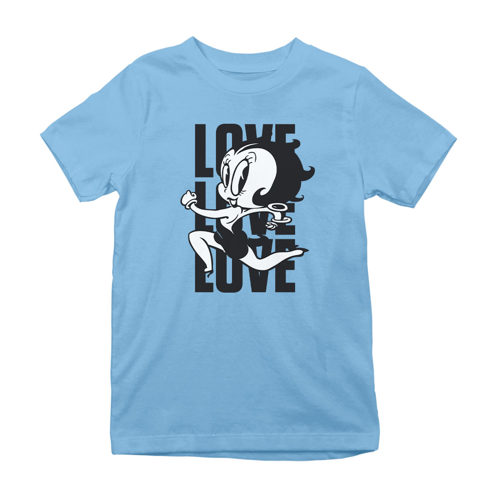 Betty Boop Running Love Love Love Kids T-Shirt