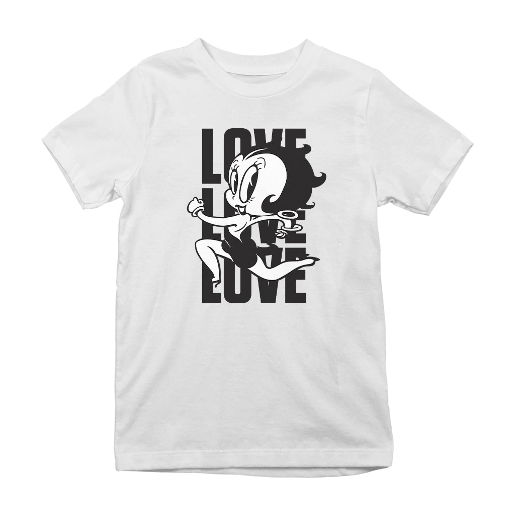 Betty Boop Running Love Love Love Kids T-Shirt