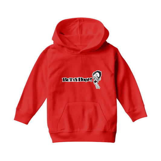 Betty Boop Black And White Text Kids Hooded Sweatshirt