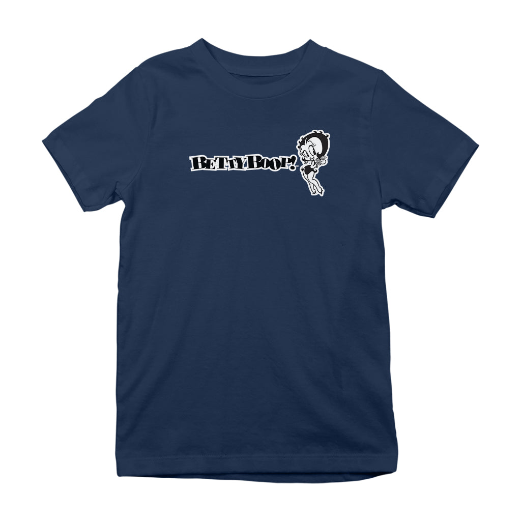Betty Boop Black And White Text Kids T-Shirt