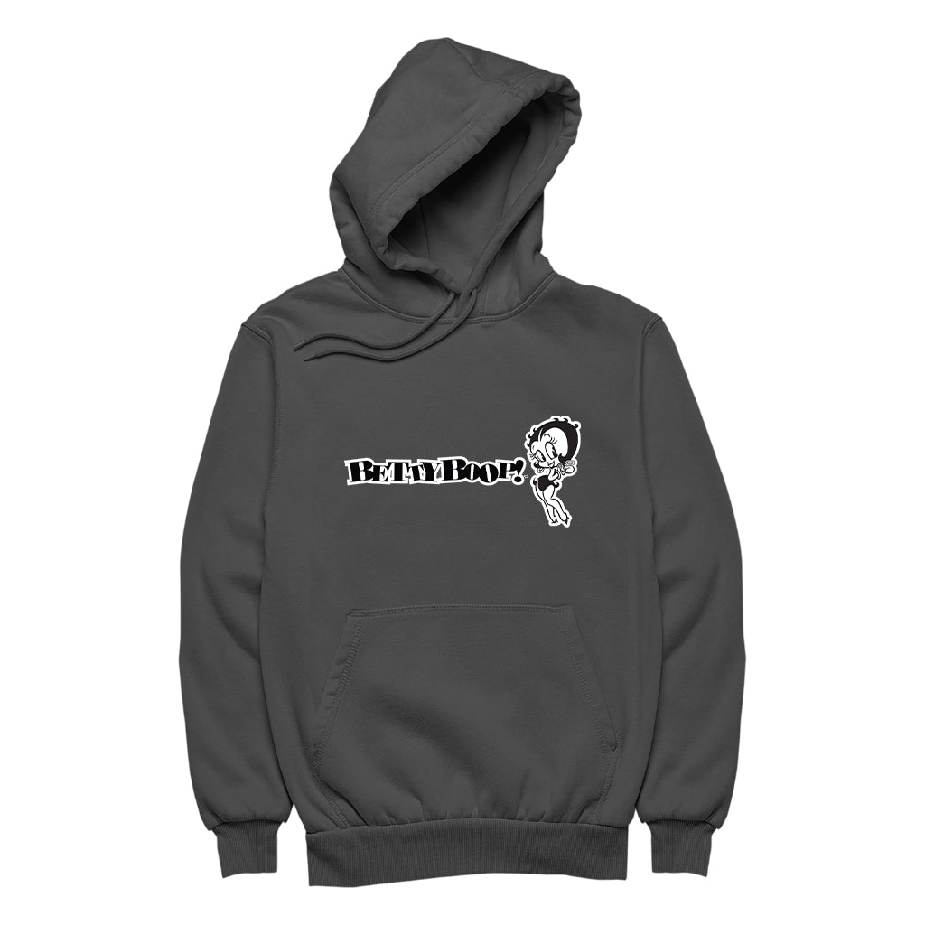 Betty Boop Black And White Text Men's Hooded Sweatshirt