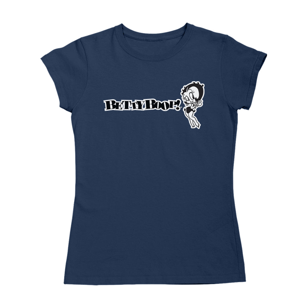 Betty Boop Black And White Text Women's T-Shirt