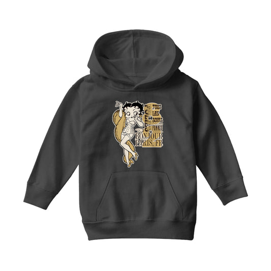 Betty Boop Bonjour Paris, FR Kids Hooded Sweatshirt