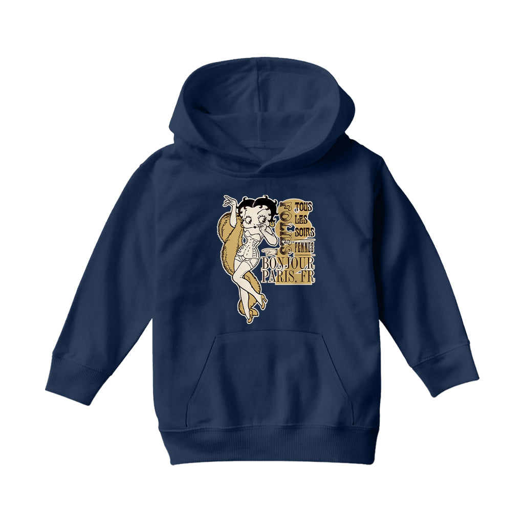 Betty Boop Bonjour Paris, FR Kids Hooded Sweatshirt