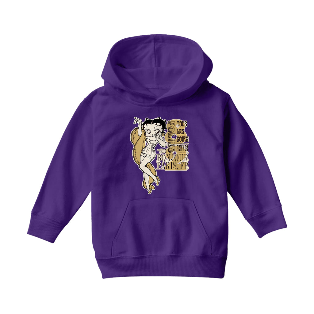 Betty Boop Bonjour Paris, FR Kids Hooded Sweatshirt