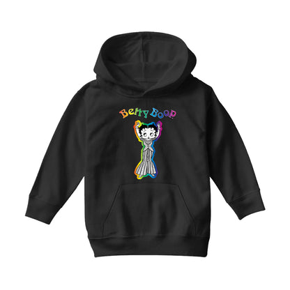 Betty Boop Groovy Striped Outfit Kids Hooded Sweatshirt