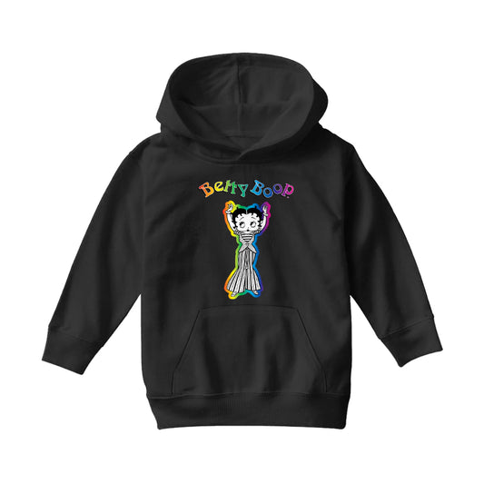 Betty Boop Groovy Striped Outfit Kids Hooded Sweatshirt