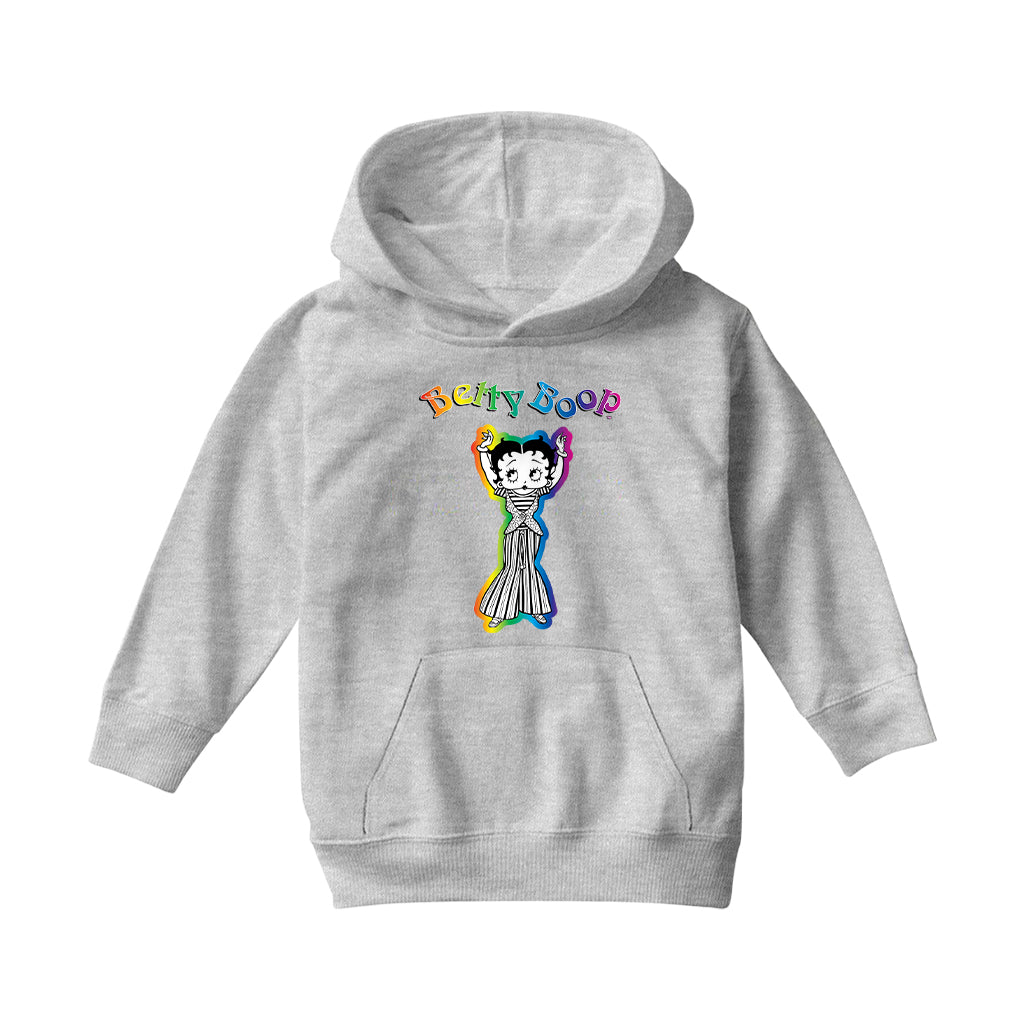 Betty Boop Groovy Striped Outfit Kids Hooded Sweatshirt