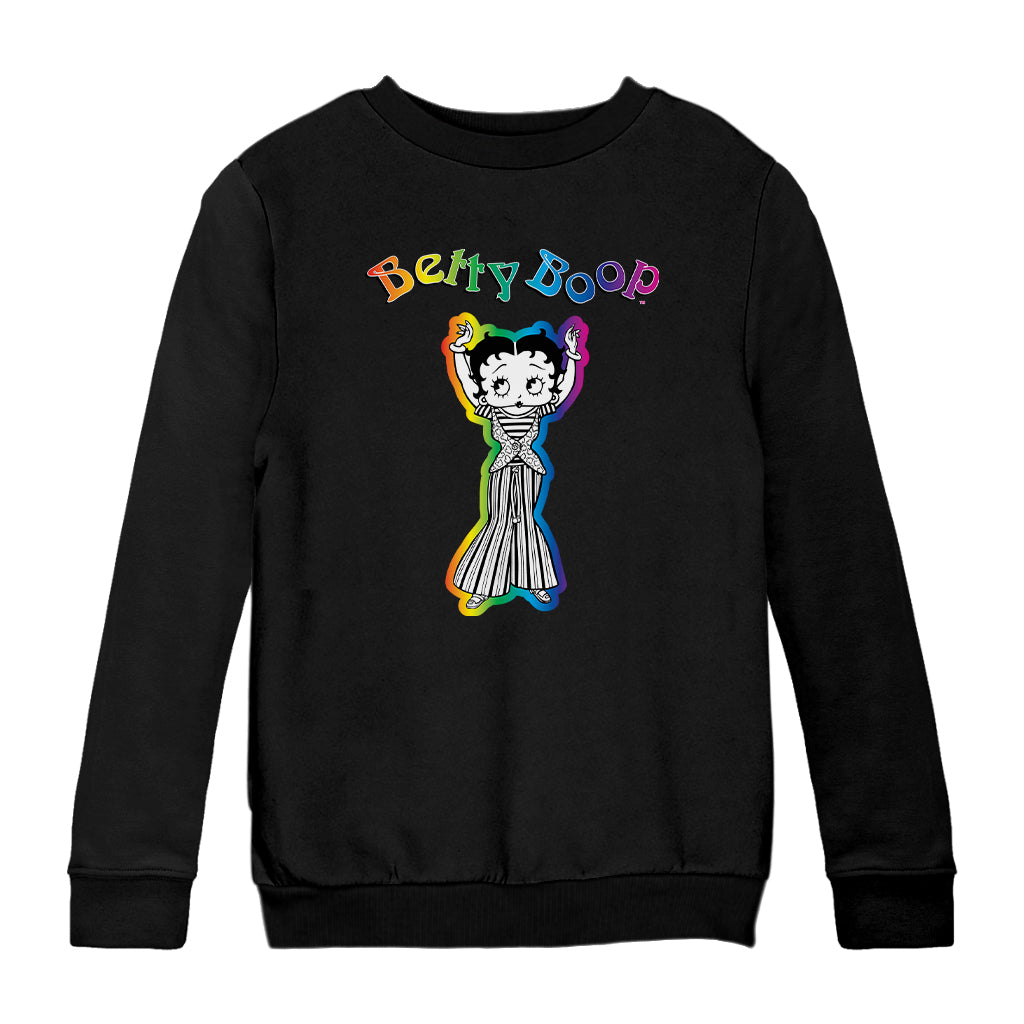 Betty Boop Groovy Striped Outfit Kids Sweatshirt